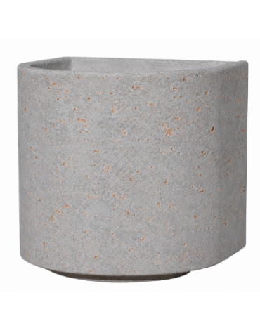 Fioriera semicircolare in cemento calcestruzzo per esterno - colore Grigio travertino - con zoccolatura - cm Ø 65x70h - CAM