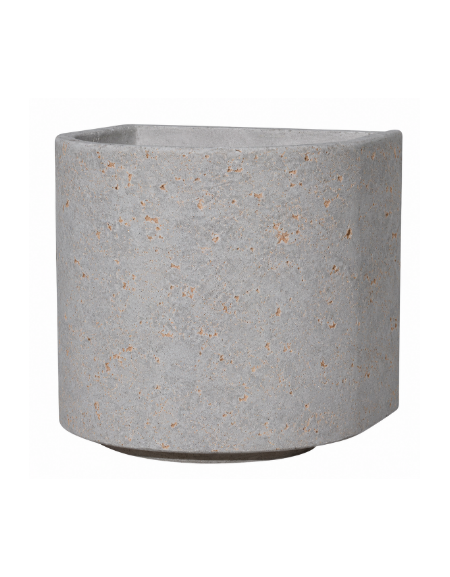 Fioriera semicircolare in cemento calcestruzzo per esterno - colore Grigio travertino - con zoccolatura - cm Ø 65x70h - CAM