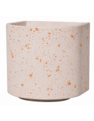 Fioriera semicircolare in cemento calcestruzzo per esterno - colore Bianco travertino - con zoccolatura - cm Ø 65x70h - CAM