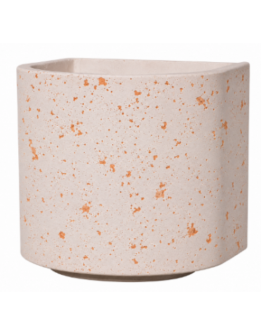 Fioriera semicircolare in cemento calcestruzzo per esterno - colore Bianco travertino - con zoccolatura - cm Ø 65x70h - CAM