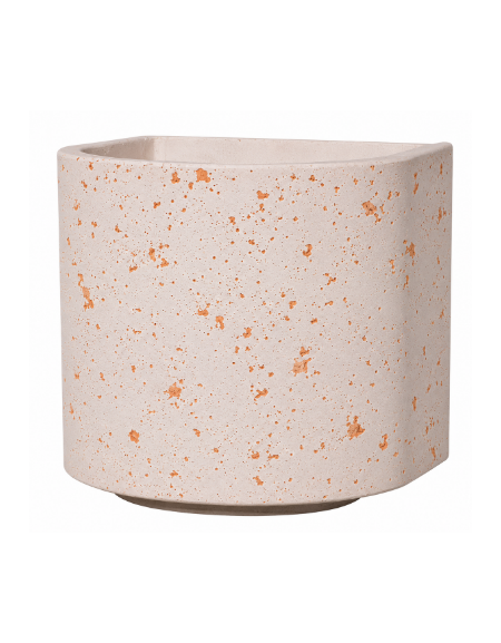 Fioriera semicircolare in cemento calcestruzzo per esterno - colore Bianco travertino - con zoccolatura - cm Ø 65x70h - CAM