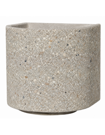 Fioriera semicircolare in cemento calcestruzzo per esterno - colore Grigio sabbiato - con zoccolatura - cm Ø 65x70h - CAM