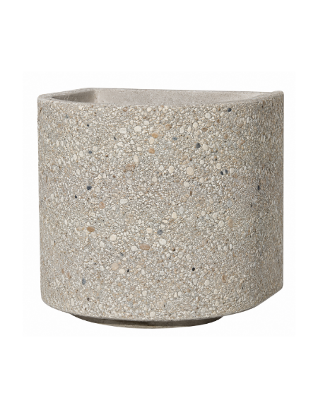 Fioriera semicircolare in cemento calcestruzzo per esterno - colore Grigio sabbiato - con zoccolatura - cm Ø 65x70h - CAM