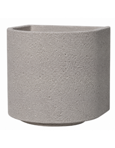 Fioriera semicircolare in cemento calcestruzzo per esterno - colore Bianco sabbiato - con zoccolatura - cm Ø 65x70h - CAM