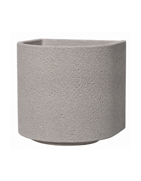 Fioriera semicircolare in cemento calcestruzzo per esterno - colore Bianco sabbiato - con zoccolatura - cm Ø 65x70h - CAM