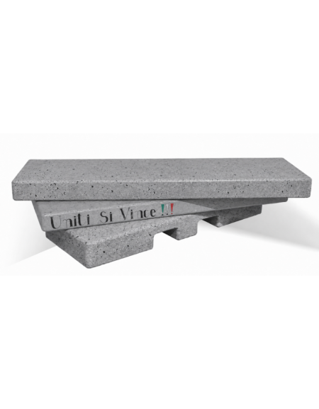 Panchina a gradini in cemento calcestruzzo per arredo urbano - colore Grigio pietra - cm 200x157x43h - Conforme ai CAM