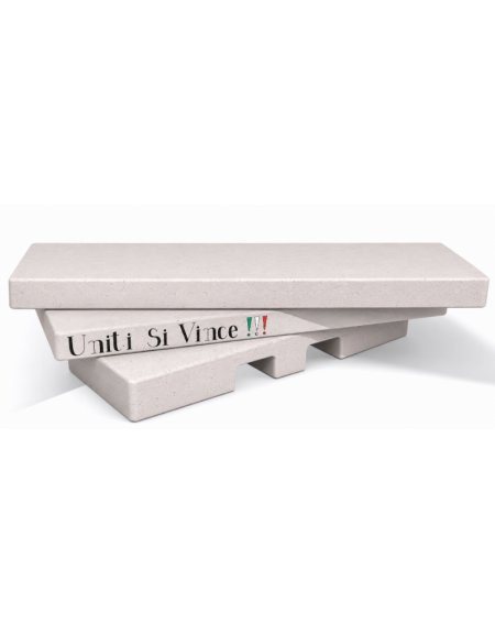 Panchina a gradini in cemento calcestruzzo per arredo urbano - colore Bianco pietra - cm 200x157x43h - Conforme ai CAM