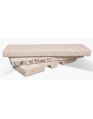 Panchina a gradini in cemento calcestruzzo per arredo urbano - colore Bianco travertino - 200x157x43h - Conforme ai CAM