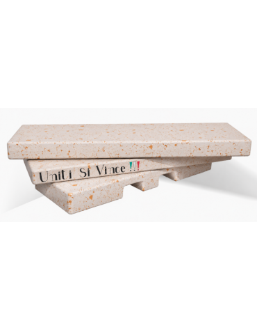 Panchina a gradini in cemento calcestruzzo per arredo urbano - colore Bianco travertino - 200x157x43h - Conforme ai CAM