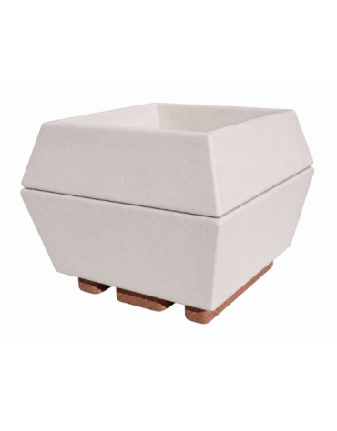 Fioriera forma quadra in cemento calcestruzzo per esterno - colore Bianco pietra - cm 98x98x77h - Conforme ai CAM