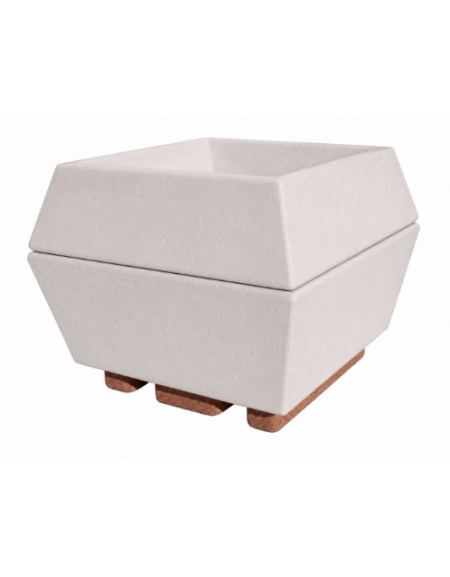 Fioriera forma quadra in cemento calcestruzzo per esterno - colore Bianco pietra - cm 98x98x77h - Conforme ai CAM