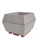 Fioriera forma quadra in cemento calcestruzzo per esterno - colore Grigio travertino - cm 98x98x77h - Conforme ai CAM
