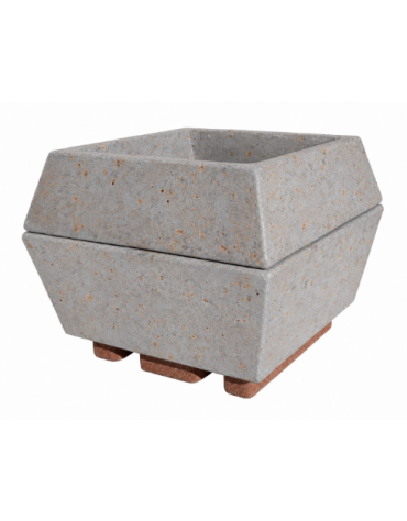 Fioriera forma quadra in cemento calcestruzzo per esterno - colore Grigio travertino - cm 98x98x77h - Conforme ai CAM
