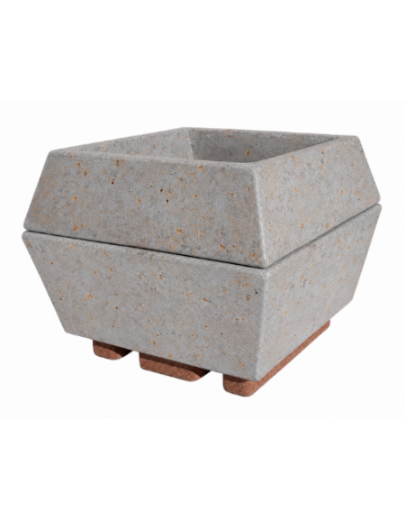 Fioriera forma quadra in cemento calcestruzzo per esterno - colore Grigio travertino - cm 98x98x77h - Conforme ai CAM