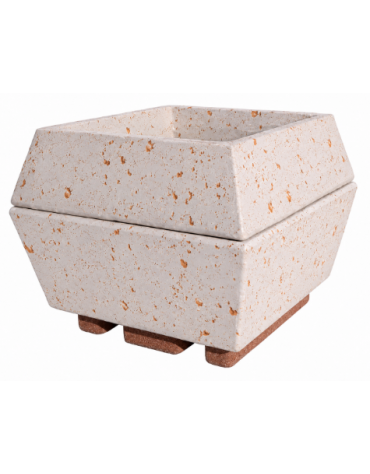 Fioriera forma quadra in cemento calcestruzzo per esterno - colore Bianco travertino - cm 98x98x77h - Conforme ai CAM