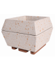 Fioriera forma quadra in cemento calcestruzzo per esterno - colore Bianco travertino - cm 98x98x77h - Conforme ai CAM