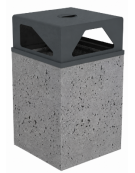 Cestino portarifiuti a base quadrata in cemento con coperchio - colore Grigio pietra - cm 60x60x97,8h - Conforme ai CAM