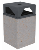 Cestino portarifiuti a base quadrata in cemento con coperchio - colore Grigio travertino - cm 60x60x97,8h - Conforme ai CAM
