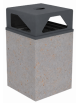 Cestino portarifiuti a base quadrata in cemento con coperchio - colore Grigio travertino - cm 60x60x97,8h - Conforme ai CAM