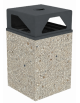 Cestino portarifiuti a base quadrata in cemento con coperchio - colore Grigio sabbiato - cm 60x60x97,8h - Conforme ai CAM