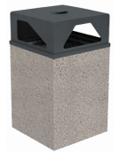 Cestino portarifiuti a base quadrata in cemento con coperchio - colore Bianco sabbiato - cm 60x60x97,8h - Conforme ai CAM