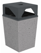 Cestino portarifiuti trapezoidale in cemento con coperchio - colore Grigio pietra - cm 60x60x97,8h - Conforme ai CAM