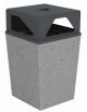 Cestino portarifiuti trapezoidale in cemento con coperchio - colore Grigio pietra - cm 60x60x97,8h - Conforme ai CAM