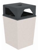 Cestino portarifiuti trapezoidale in cemento con coperchio - colore Bianco pietra - cm 60x60x97,8h - Conforme ai CAM