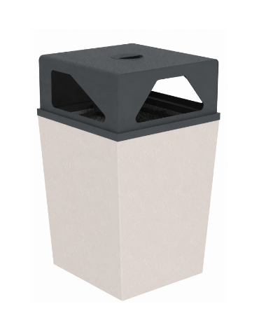 Cestino portarifiuti trapezoidale in cemento con coperchio - colore Bianco pietra - cm 60x60x97,8h - Conforme ai CAM