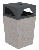Cestino portarifiuti trapezoidale in cemento con coperchio - colore Grigio travertino - cm 60x60x97,8h - Conforme ai CAM