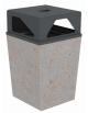 Cestino portarifiuti trapezoidale in cemento con coperchio - colore Grigio travertino - cm 60x60x97,8h - Conforme ai CAM
