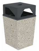 Cestino portarifiuti trapezoidale in cemento con coperchio - colore Grigio sabbiato - cm 60x60x97,8h - Conforme ai CAM