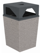 Cestino portarifiuti trapezoidale in cemento con coperchio - colore Bianco sabbiato - cm 60x60x97,8h - Conforme ai CAM