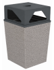 Cestino portarifiuti trapezoidale in cemento con coperchio - colore Bianco sabbiato - cm 60x60x97,8h - Conforme ai CAM
