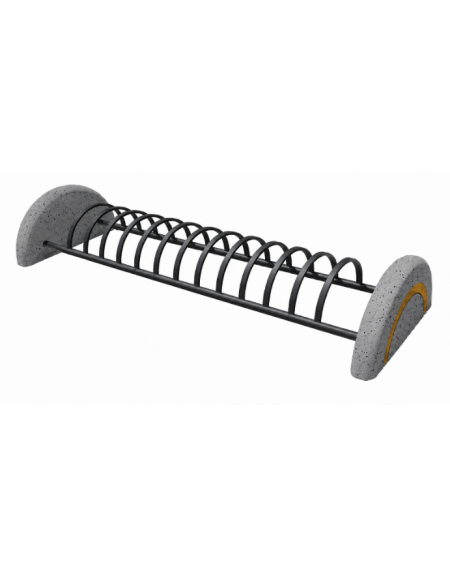 Portabici multiplo a 10 posti bifacciale in cemento grigio effetto pietra - cm 226x78x40h - Conforme ai CAM