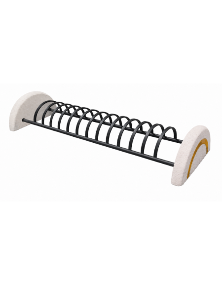 Portabiciclette multiplo a 10 posti bifacciale, laterali in calcestruzzo colore bianco pietra cm 226x78x40h - Conforme ai CAM
