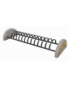 Portabici 10 posti bifacciale con fianchi laterali in cemento - colore Bianco sabbiato - cm 226x78x40h - Conforme ai CAM