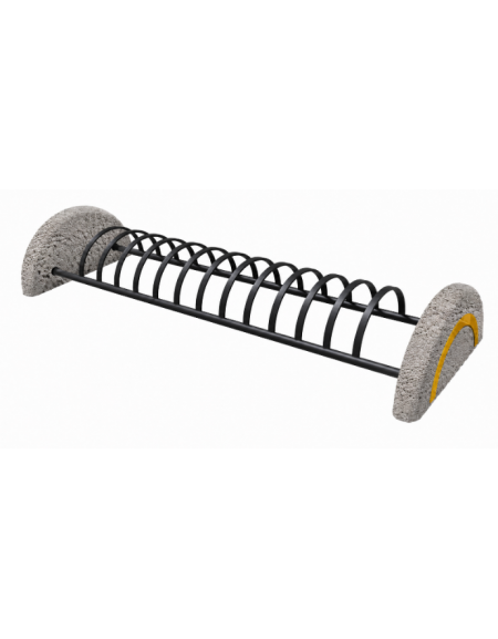 Portabici 10 posti bifacciale con fianchi laterali in cemento - colore Bianco sabbiato - cm 226x78x40h - Conforme ai CAM