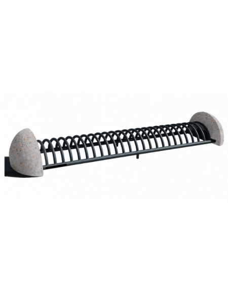 Portabici 10 posti con fianchi laterali in cemento - Colore grigio travertino - cm 235x56x36h - Conforme ai CAM