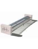 Portabici 10 posti fianchi in cemento con incisione bici - colore Bianco pietra - cm 235x66x47h - Conforme ai CAM