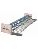 Portabici 10 posti fianchi in cemento con incisione bici - colore Bianco travertino - cm 235x66x47h - Conforme ai CAM