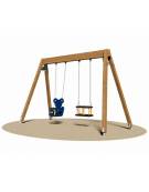 Altalena in legno 2 Posti - sedili gabbia / orsetto - adatta per diversamente abili - cm 370x160x230h