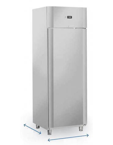 Armadio refrigerato inox - refrigerazione ventilata e guide stampate - Lt. 450 - temp. -2/+8°C - Classe D - cm 68x73x197,5h