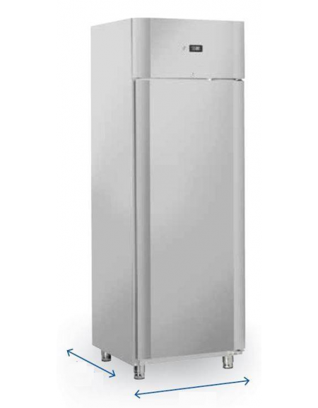 Armadio refrigerato inox - refrigerazione ventilata e guide stampate - Lt. 450 - temp. -2/+8°C - Classe D - cm 68x73x197,5h