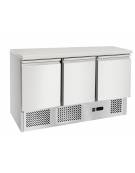 Saladette refrigerata in acciaio inox a ventilazione forzata, con 3 porte, + 2° + 8°C - lt 570 - mm 1365×700×850h
