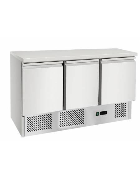 Saladette refrigerata in acciaio inox a ventilazione forzata, con 3 porte, + 2° + 8°C - lt 570 - mm 1365×700×850h