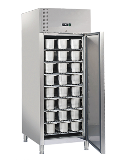Armadio congelatore Euronorm inox per vaschette gelato - temperatura -18°/-22°C - classe E -cm 74x99x201h