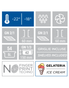 Armadio congelatore Euronorm inox per vaschette gelato - temperatura -18°/-22°C - classe E -cm 74x99x201h