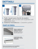 Tavolo pizza refrigerato con piano in granito. 2 sportelli e cassettiera a 5 comparti neutri - temp. +2°/+8°C - cm 202,5x80x104h