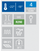 Armadio congelatore nero con interno in termoformato - Lt. 600 - Refrigerazione statica -22°/-18°C - cm 77,5x74,4x190h